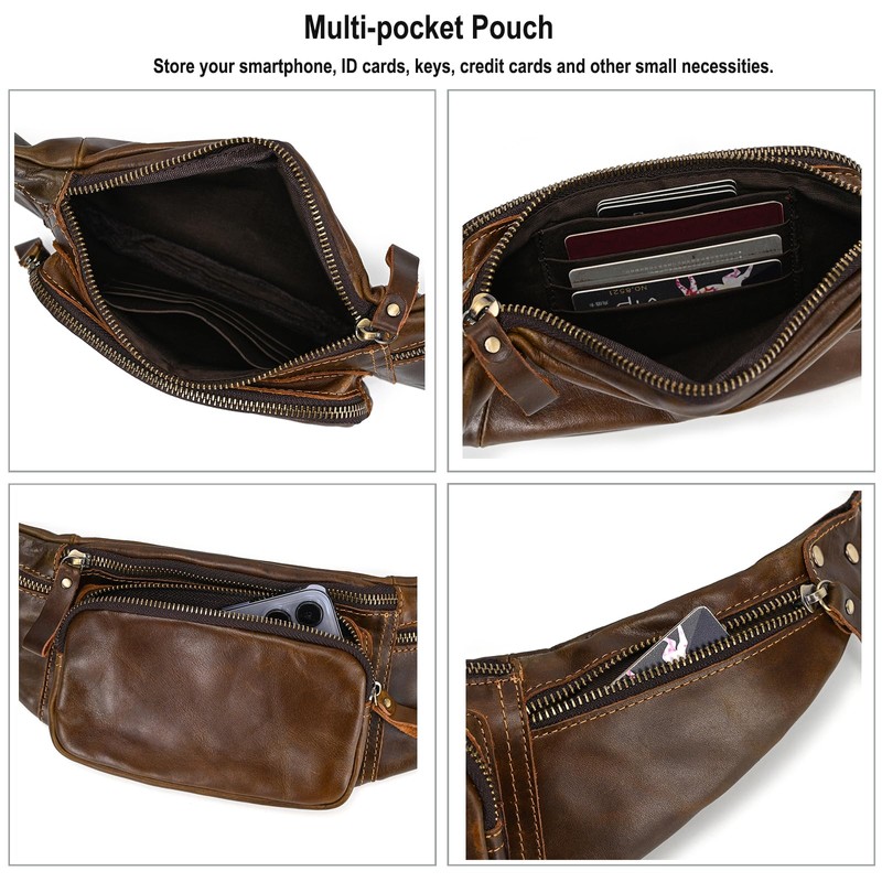 LUUFAN Leather Waist Bag for Men and Women, Outdoor Messenger