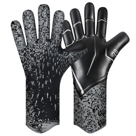 QUICARD Goalkeeper Gloves, Good Grip Football Goalkeeper Gloves in Sizes 6/7/8/9/10, Strong Receiver for Men, Boys, Teenagers, Adults, Children and Small Hands (N-Black, 7)
