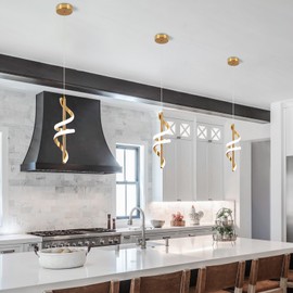 Vloitgol Spiral Led Pendant Light Fixtures, 5500K Gold Modern Led Pendant Light Kitchen Island, Adjustable Height Kitchen Island Lights Fixtures for Dining Room Bedroom Sink