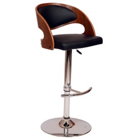 Armen Living Malibu Swivel Barstool in Black Faux Leather and Chrome Finish