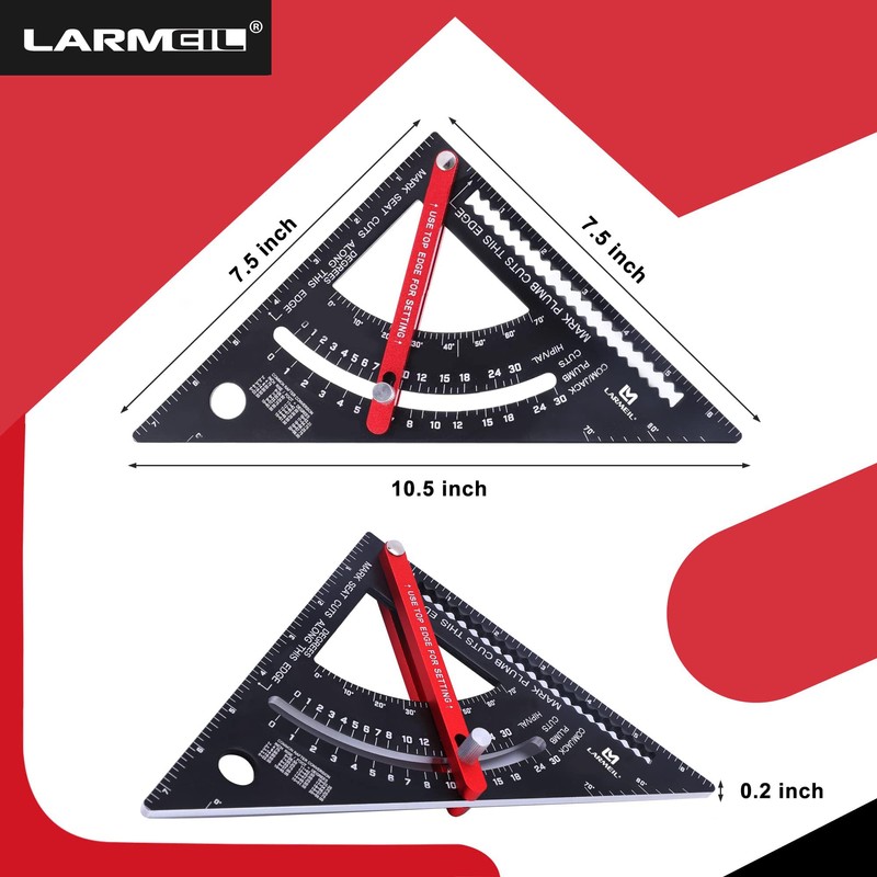 LARMEIL Carpenter Square 7 inch Woodworking Tools Smart Square, Adjustable