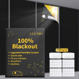 LUCMO Blackout Blinds 200x145 cm, 100% Blackout Blind Curtain for Window, No Drill Portable Blackout Shades Film for Bedroom, Cut to Any Size, Nursery Black Out Blinds for Baby Travel Temporary