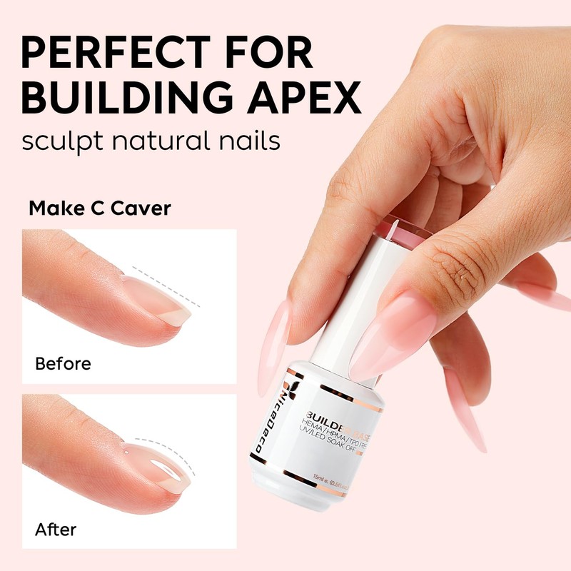 Nicedeco 8 in 1 Builder Gel, 15 ml Translucent Pink
