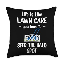 Funny Lawn Care Gardening Landscaper Mowers Life is Like Lawn Care Funny Gardening Landscaper Mowers Throw Pillow, 18x18, Multicolor