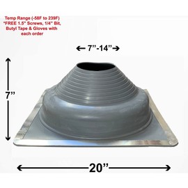 EAGLE 1 EPDM Flexible Roofing Pipe Flashing Boots - On Site Adjustable Roof Pipe Jack Boot with Square Base - (Standard - Grey Square Base, 8)