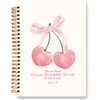 JXREQ Coquette Pink Cherry Bow Christian Notebook, Luke 1:45 Bible