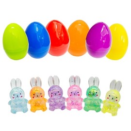 ORNACELE 12PCS Easter Marble Eggs with Fidget Bunny for Easter Theme Party Favors, Supplies for Easter Egg Hunt, Basket Stuffers/Fillers, Classroom Prize Supplies Toddler Boys Girls