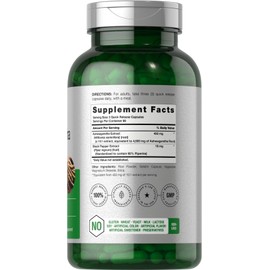 Horbäach Ashwagandha Supplement | Max Strength | 200 Capsules | for Women and Men | Non-GMO, Gluten Free