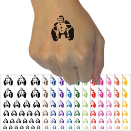 Brawny Gorilla Ape Temporary Tattoo Water Resistant Fake Body Art Set Collection - Purple (One Sheet)