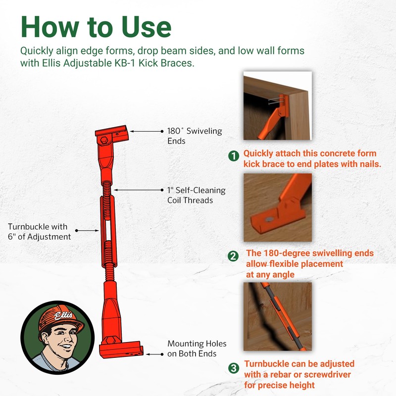 Ellis Manufacturing Company - Kick Brace for Concrete Forms -