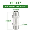 TAISHER 1PCS 304 Stainless Steel 1/4" BSP Male x 1/4"