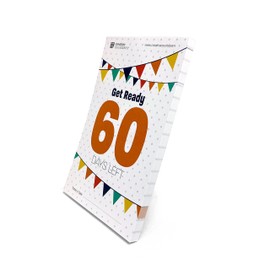 60-Day Event, Goal & Special Occasion Tear Away Count Down Calendar - 5.75"x3.75" - Colorful Flags & Built-in Stand - Special Event Countdown Calendar for Goals - Motivational Daily Reminder for Home