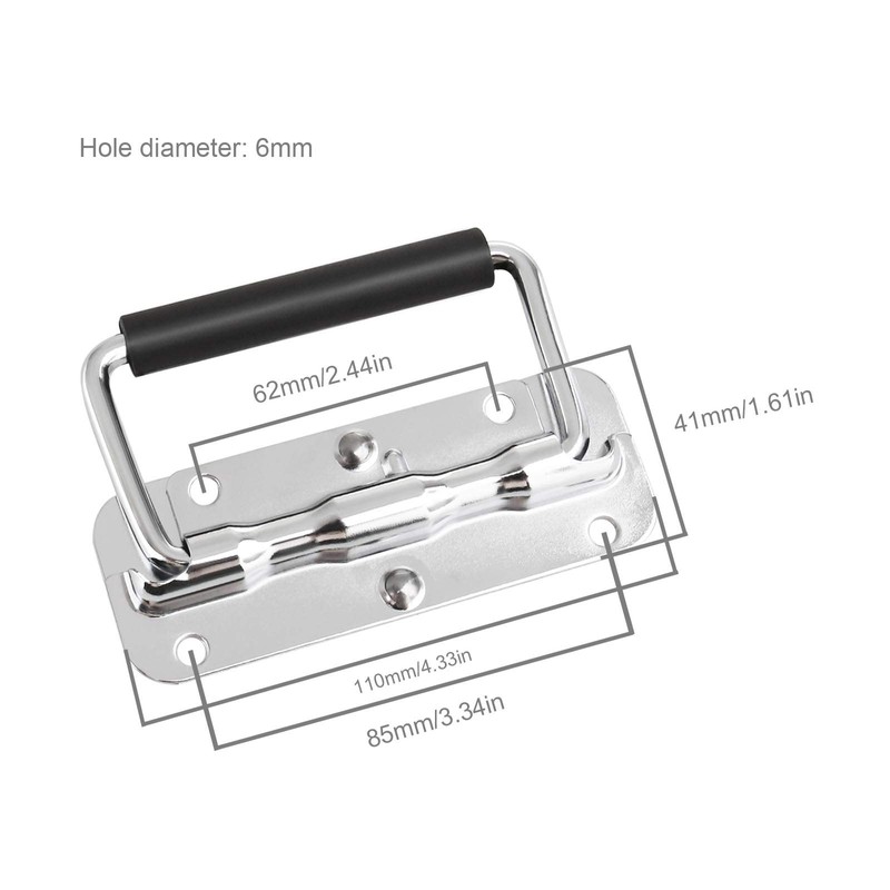 4 Pcs 304 Stainless Steel Folding Spring Handle with Black