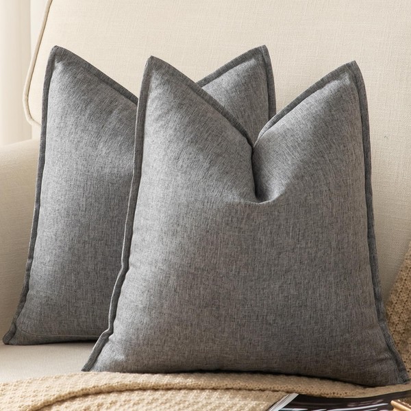 YAERTUN Pack of 2 Decorative Linen Soild Cushion Covers Farmhouse