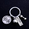 Fitness Gym Keyring with Quotes Weight plate Dumbbell and Kettlebell
