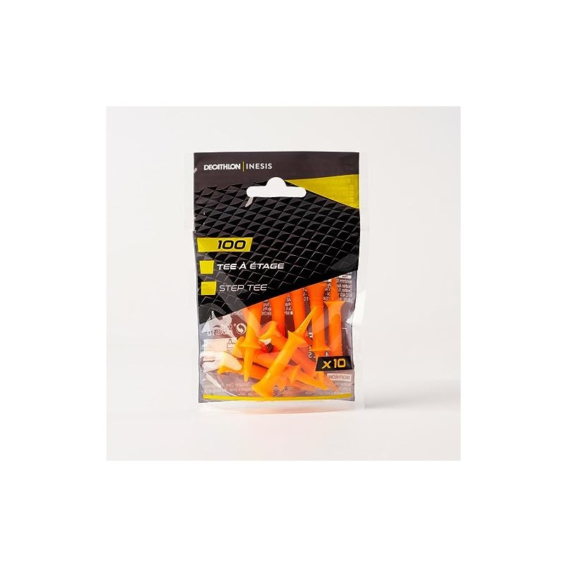 Decathlon 100 Golf Plastic Step Tees 37mm 10-Pack Unique Size