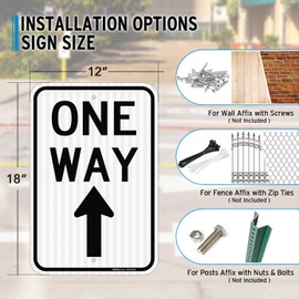 Faittoo One Way Sign with Up Arrow, (4 Pack) 18x12 Inches Engineer Grade Reflective Rust Free Aluminum, Weather/Fade Resistant, UV Protected, Easy to Mount, Indoor/Outdoor Use