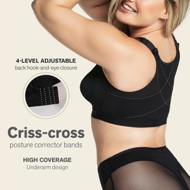 Leonisa womens011473Posture Corrector Wireless Back Support Bra Shapewear Top - Black - 34B