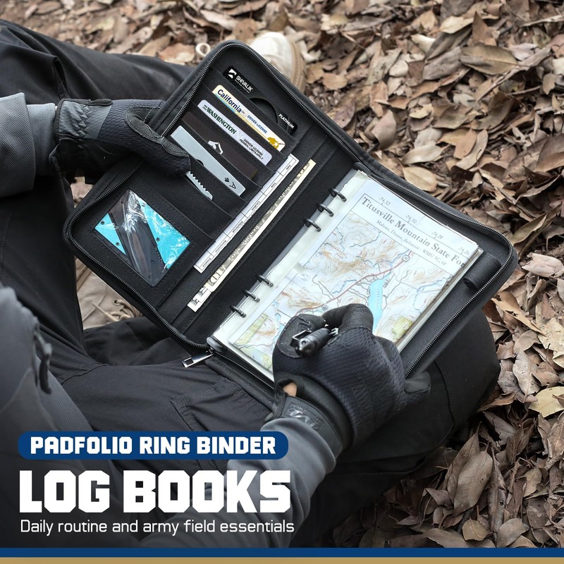WYNEX Tactical Notebook Padfolio Ring Binder with 80 Sheets, Zipper