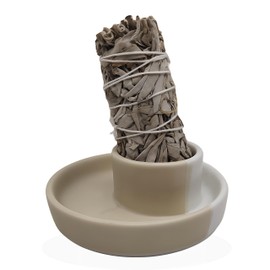 Dorephine Sage Holder, White Sage Burner, Smudge Bowl, Palo Santo Holder, Incense Holder, Incense Holder Bundle, Sage Holder for White Sage Bundle and Palo Santo (Sage Not Included) (White-Brown)