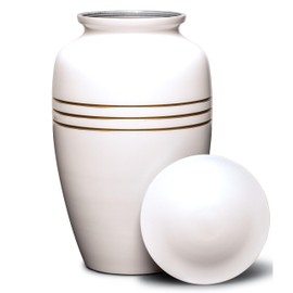 Eternal Harmony Large Urn for Ashes, Adult Male & Female Cremation Vase for Human Ashes, Secure Seal & Velvet Bag, Funeral Vase for Men & Women Up to 200 lbs, 7x11” (Large, Pearl)