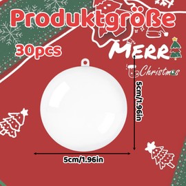 Pack of 30 Plastic Baubles for Filling, Baubles for Filling, Christmas Tree Baubles, Transparent, DIY Decoration for Christmas, Party and Gift Packaging, 5 cm Diameter