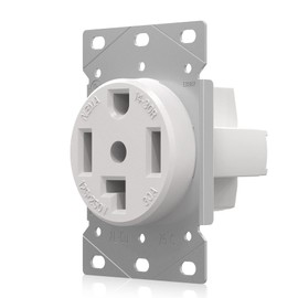 AIDA 30 Amp 3 Pole, 4 Wire 125/250 Volts 14-30R Grounding Heavy Duty Flush Mount Range Outlet Dryer Receptacle, UL Listed, Pack of 1, White, 030646