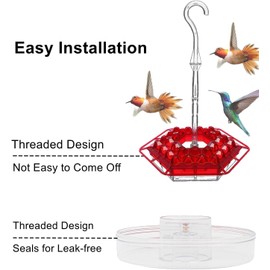 Hummingbird Feeder, Garden Outdoor Decoration, Ant and Bee Proof, Hummingbird Feeders for Outdoors Hanging, Easy to Clean (Transparent)