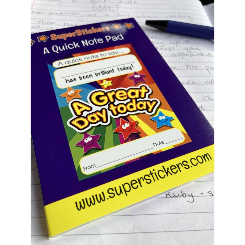 SuperStickers Reward Praise A6 Note Pad for Teachers - 'A