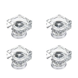 Pastlla Square Glass Cabinet Knobs 1.34" Clear Glass Knob Cabinet Hardware Crystal Drawer Handle Pulls Dresser Knobs Brushed Nickel Base Drawer Pull Pack of 4, Transparent