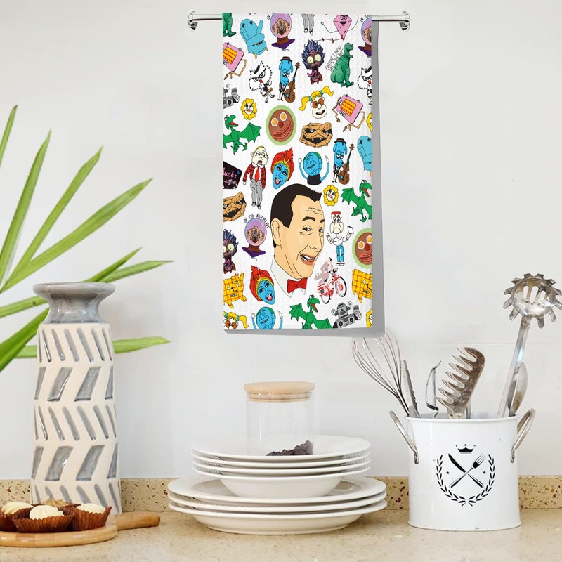 LEVLO 80s Peewee Herman Kitchen Towel Pee-Wee Herman & Dottie