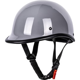 Yesmotor Half Helmet Polo Cap Half Shell Open Face Motorcycle Helmet - DOT Approved(Gray,Small)
