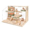 Wooden Hamster Cage Large, 16-Inch 3-Layer Acrylic Hamster Cage, Small
