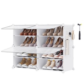 SONGMICS Shoe Rack Organizer, 8-Tier Shoe Storage Cabinet for Closet and Entryway, Holds 48 Pairs of Shoes, Adjustable,White ULPC040W01