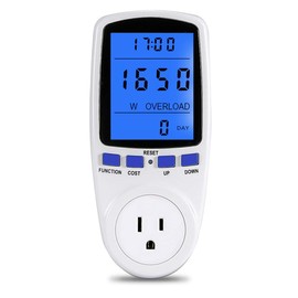 YOUTHINK - Monitor de uso de electricidad, medidor de potencia, enchufe de energía para el hogar, vatios, voltios, vatios, KWH, analizador de consumo con sobrecarga de pantalla LCD digital (enchufe