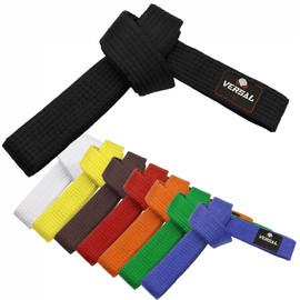 VERSAL Martial Arts Karate Belt, 100% Cotton Professional Training Grading Ranking Belts for Judo, Bjj, Taekwondo, Jiu Jitsu Coloured Belt (Black, 240cm)