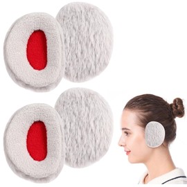 Foyten 2 Pairs Bandless Ear Muffs Winter Polar Fleece Ear Warmers for Men and Women, Soft Strapless Earmuffs for Cold Weather (black, S)