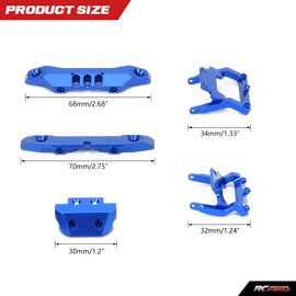 RCAWD Front & Rear Bumper Set & 4 LED Lights for LaTrax Teton & Desert Prerunner 1/18 Scale 4X4 Monster Truck Upgrades, 76064-5#76054-1#76054-5, Parts for #7635 Blue