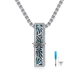 MEIDERBO Dragonfly Urn Necklaces for Ashes 925 Sterling Silver Bar Memorial Necklace for Women Turquoise Dragonfly Bar Cremation Keepsake Jewelry for Human Ashes Holder, Sterling Silver, Turquoise