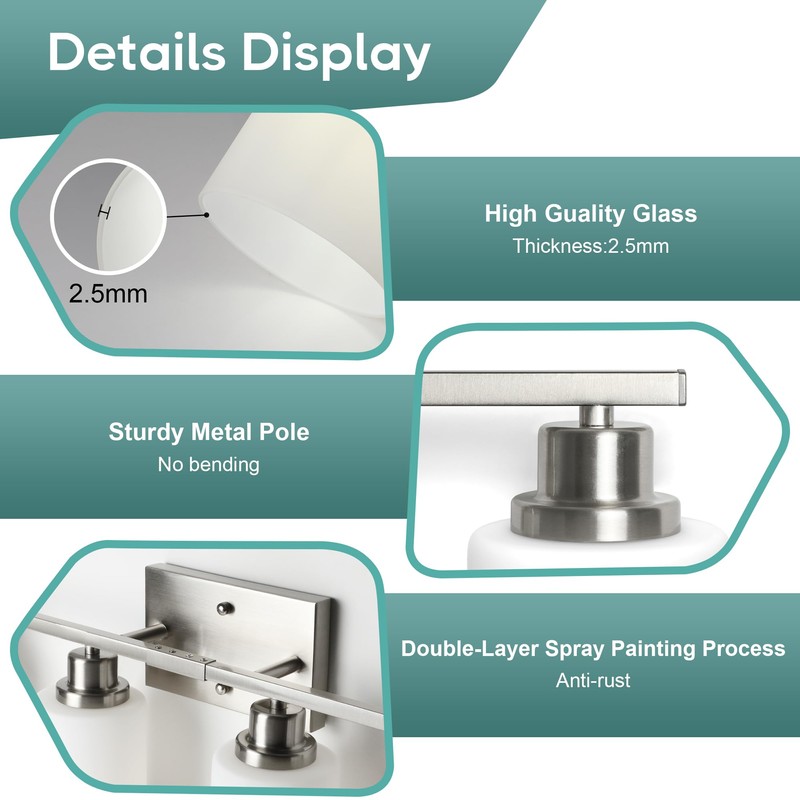 Ascher Bathroom Light Fixtures, 4-Light Vanity Light Over Mirror, Brushed
