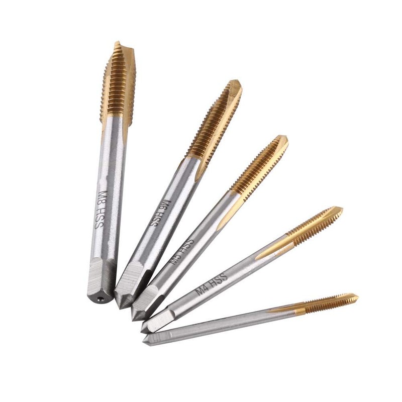 HSS Machine Tap with Metric Thread, 5 Pieces Titanium Coated