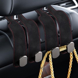 Car Seat Hooks,2 PCS Leather Car Storage Hooks Double Hook Bag Hooks Organizer Hooks Car Hanger Storage Purse Hook Car Hook for Purses Coats Umbrellas Phone Handbags Hook Seat Accessories
