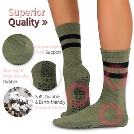TAVI NOIR Kai Fashion - Calcetines de agarre redondo para barra, pilates y yoga, Verde oliva, M