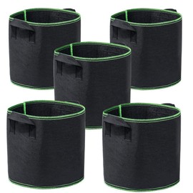Garden4Ever 5-Pack 5 Gallon Grow Bags Heavy Duty Container Thickened Nonwoven Fabric Plant Pots with Handles