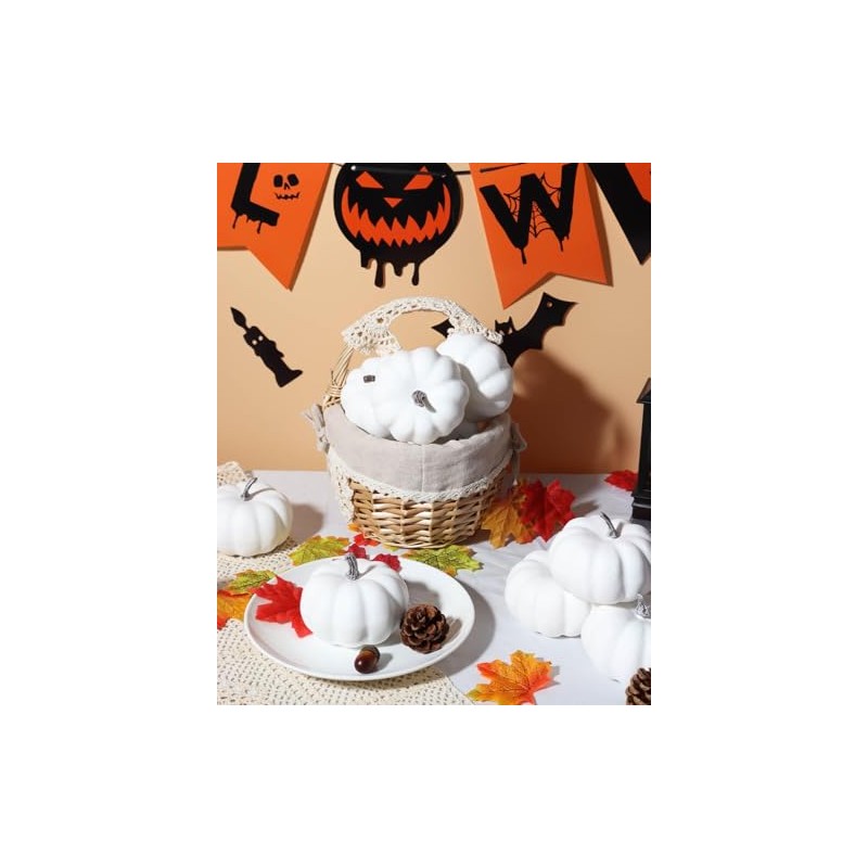 4 Inch Small White Pumpkins for Decorating - 8PCS Small