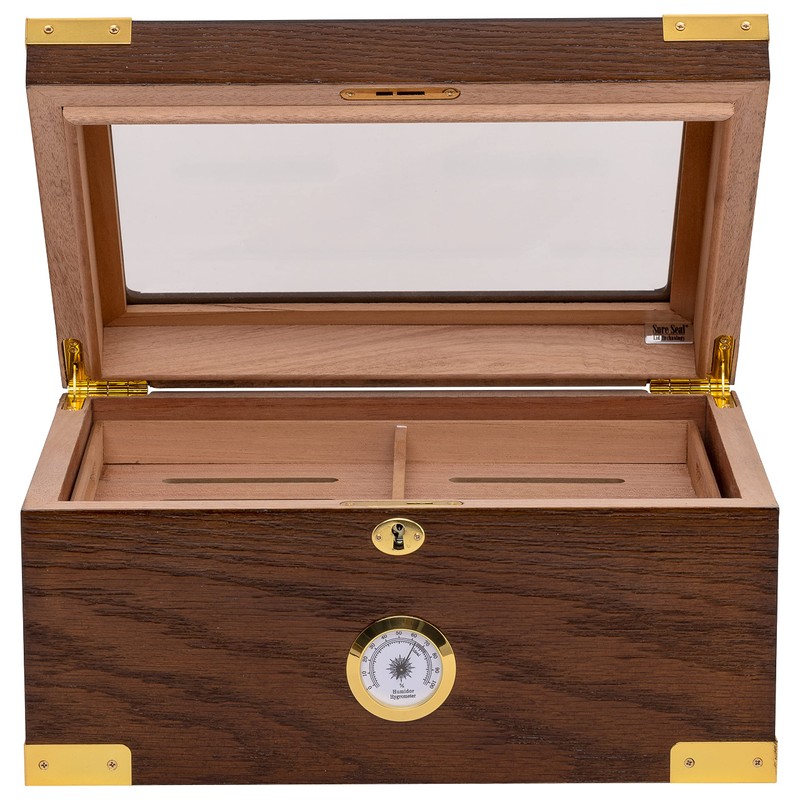 Quality Importers The Milano Elegant Cigar Humidor, Tempered Glasstop, Cedar