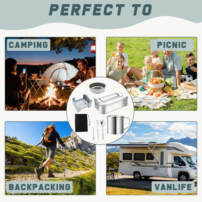 Camping Mess Tin, 8 Pcs Camping Mess Tins for Camping