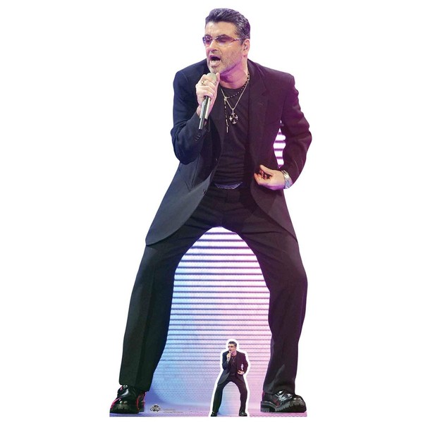 STAR CUTOUTS Life Size Cut Out with Mini Version of George Michael Singing, Cardboard, Multi-Colour, 172 x 85 x 172 cm