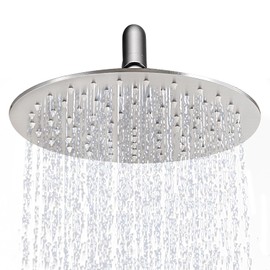 AULEEND 8 Inch Round Rain Shower head, High Flow Stainless Steel Rainfall Shower Head, High Pressure Design (Brushed Nickel, 8)
