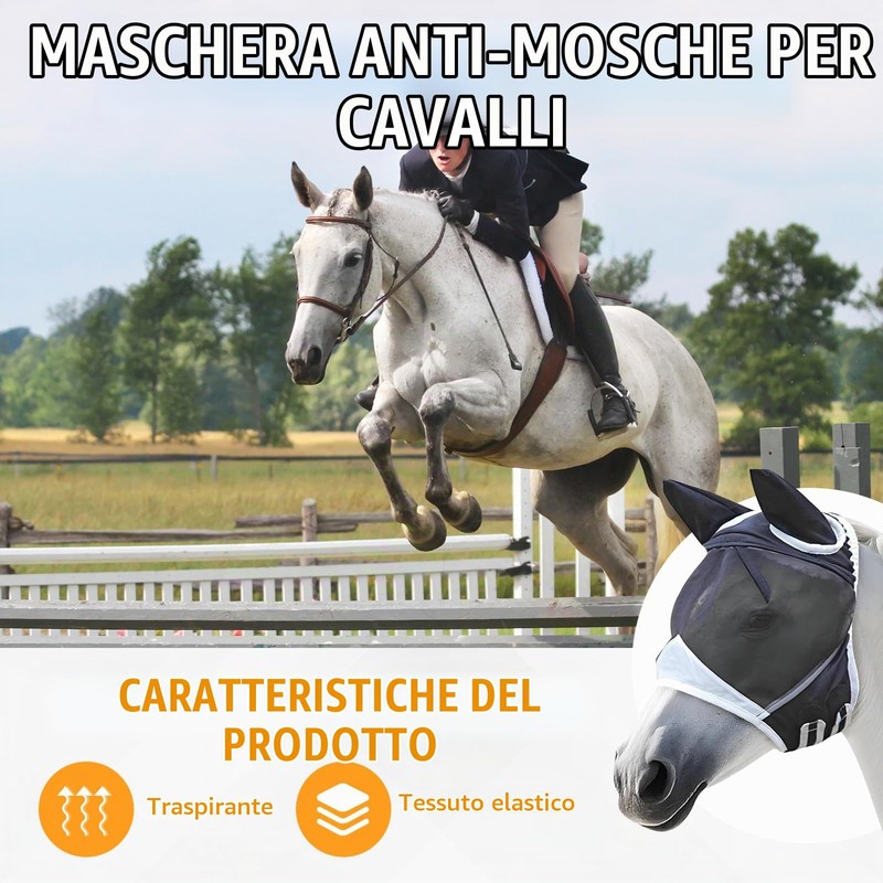 Maschera Mosche Cavallo, Gloryit Maschera per Mosche per Cavalli con
